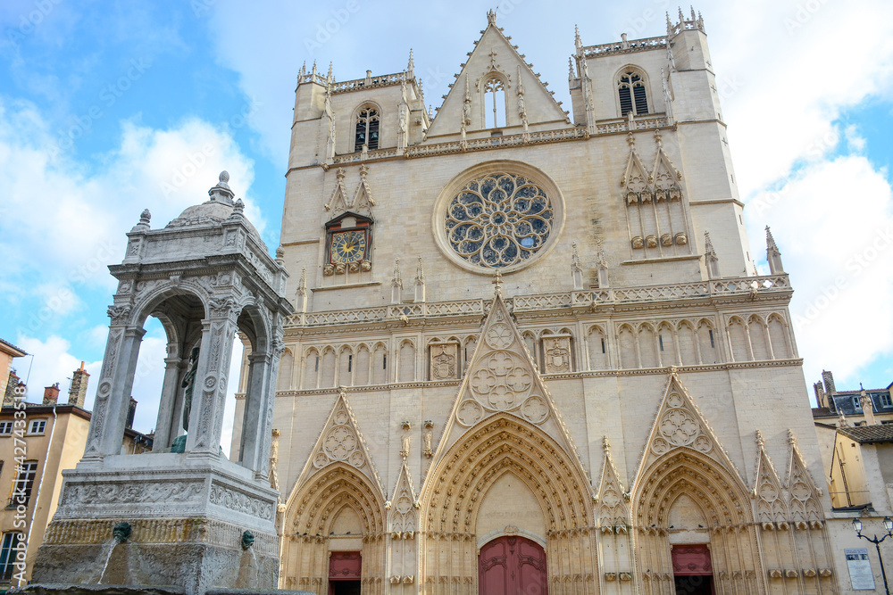 Lyon, France - August 25, 2019: Cathedrale Saint-Jean-Baptiste