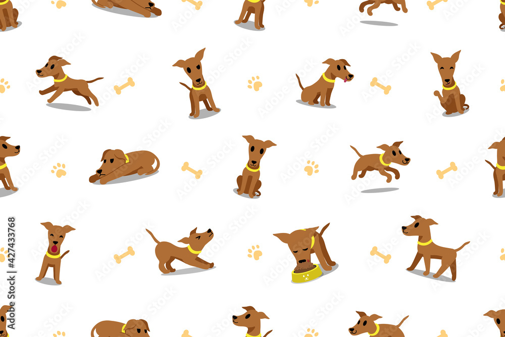 Cartoon character brown greyhound dog seamless pattern for design. Cartoon character brown greyhound dog seamless pattern for design.