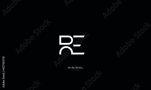 Alphabet letter icon logo RE