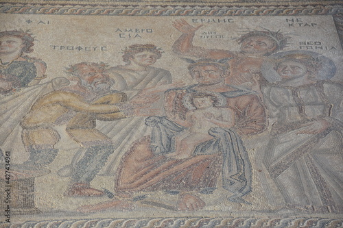 Hermes with Baby Dionysus Ancient Mosaic, Paphos, Cyprus