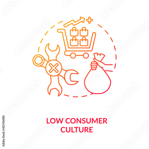 Low consumer culture concept icon. E-waste management challenge idea thin line illustration. Social and environmental consequences. Using single-use plastics. Vector isolated outline RGB color drawing
