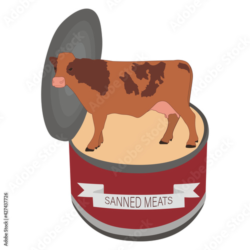 Canned beef meat. Open prepared food.