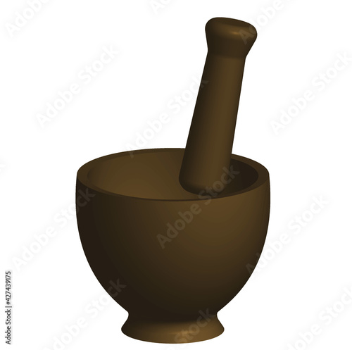A wooden mortar and pestle used for cooking.Somtum or Papaya salad thailand.Equipment for making herbs.