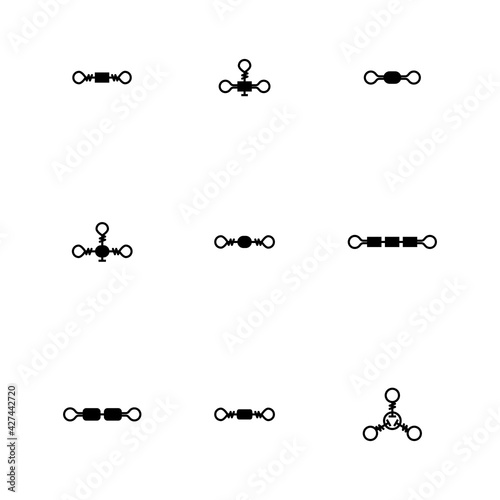 Set of various fishing swivels, vector illustration.
