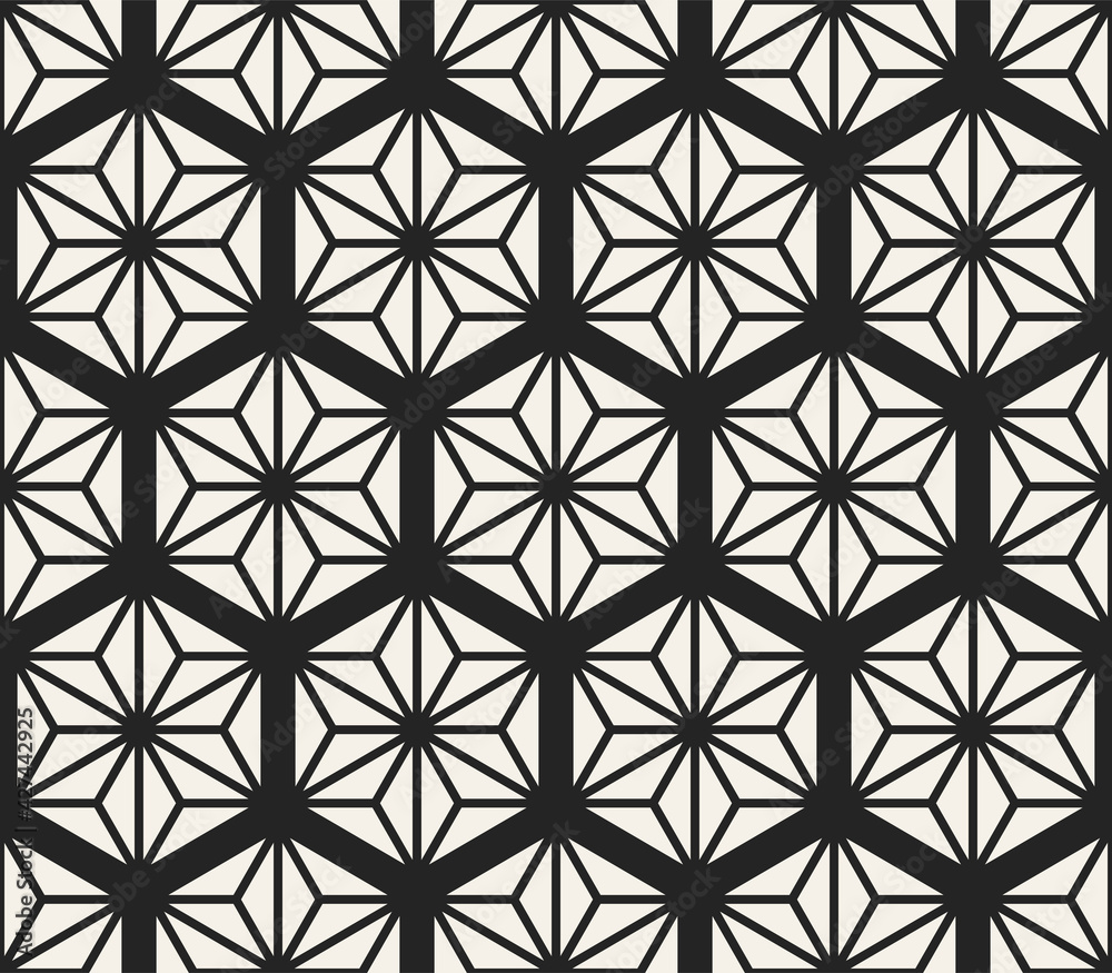 Vector seamless abstract pattern. Modern stylish striped lattice texture. Repeating geometric tiles with hexagonal elements. Vector seamless abstract pattern. Modern stylish striped lattice texture. Repeating geometric tiles with hexagonal elements.