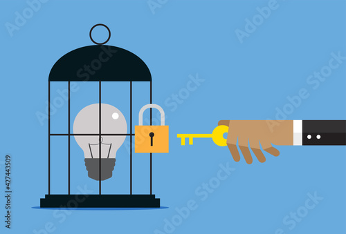 Businessman unlocks idea that is trapped in cage