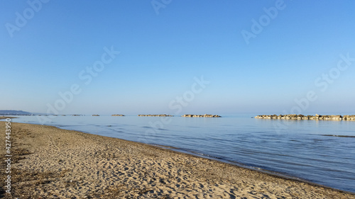 Canvas Print Panoramic view of San Benedetto del Toronto coastline, facing the Adriatic sea i