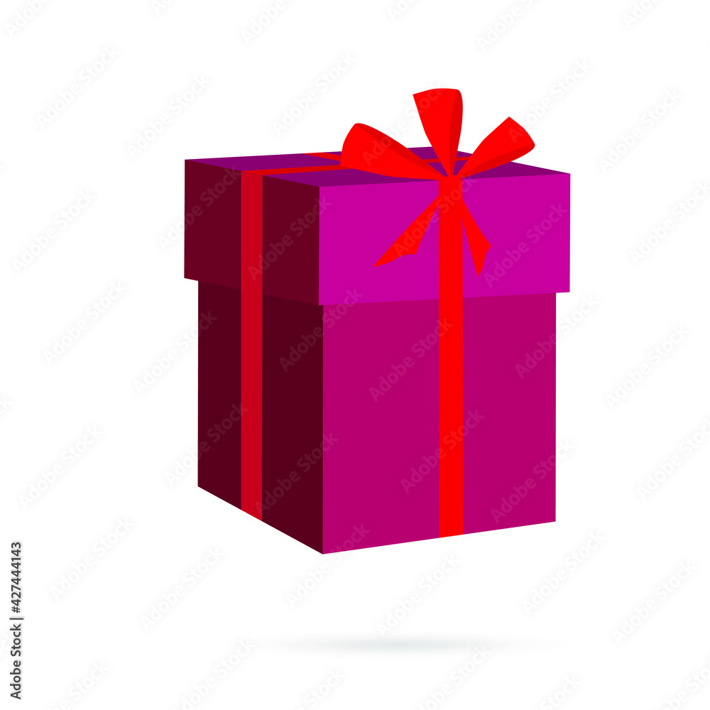 Red gift box with a red bow. Vector illustration. Red gift box with a red bow. Vector illustration.