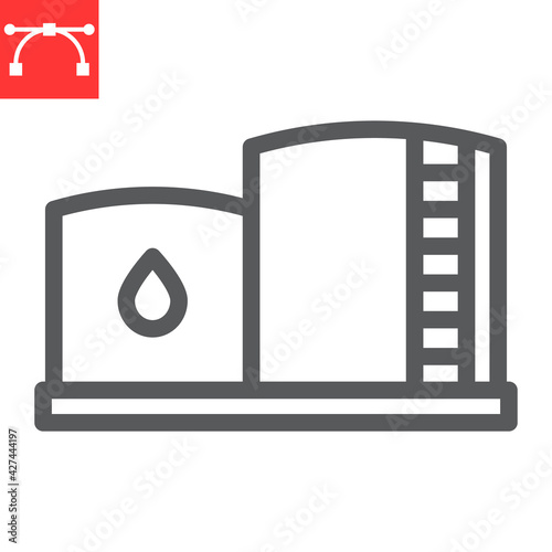 Oil storage line icon, industry and petroleum, oil tank vector icon, vector graphics, editable stroke outline sign, eps 10.