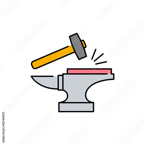 Blacksmith craft olor line icon. Pictogram for web page, mobile app, promo.