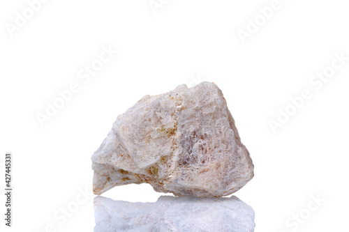 macro mineral stone Wollastonite on a white background
