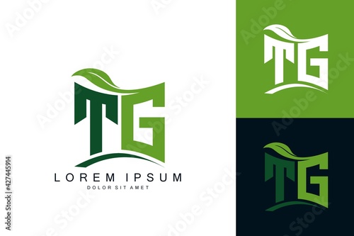 TG monogram leaf logo. natural organic premium vector design template