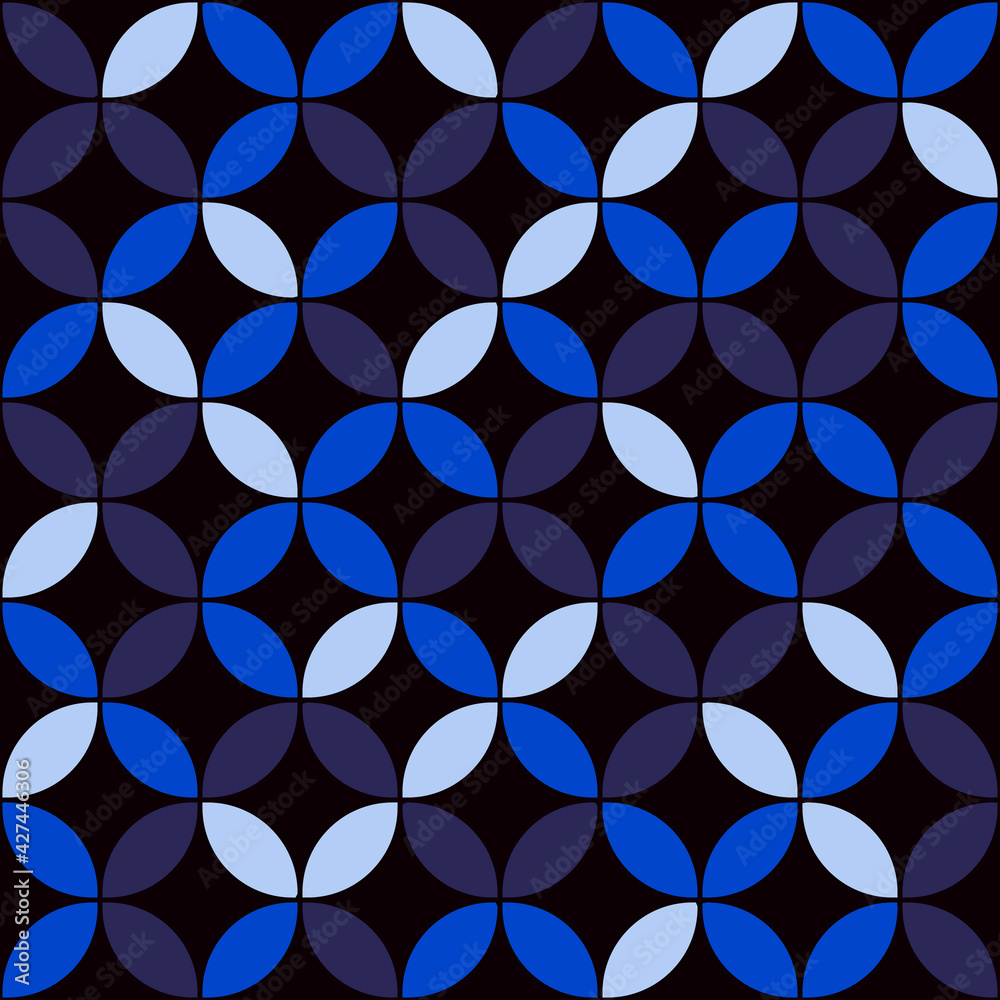 Blue and white petal in vector mosaic ornament. Vector. Blue and white petal in vector mosaic ornament. Vector.