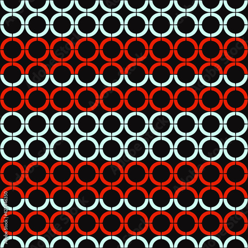 Red and white cilrces same pattern. Vector ornament with red or white round shapes.