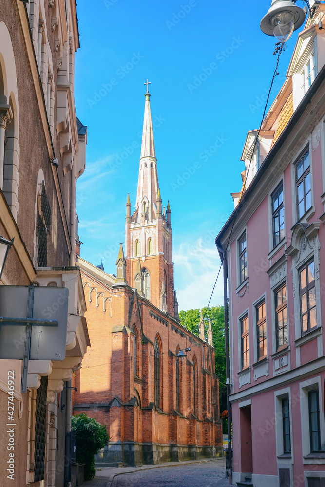 View of St. Saviour's Anglican Church. Riga, Latvia.