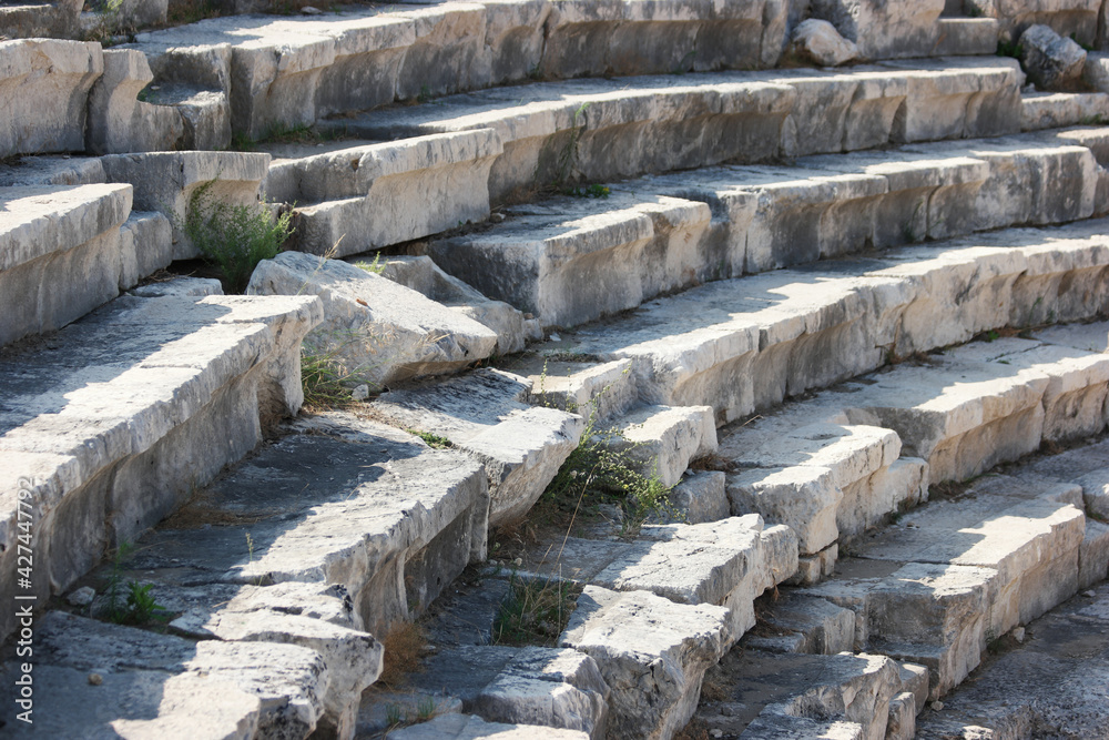 A close up view of an ancient amphitheater in Hierapolis, Turkey. A close up view of an ancient amphitheater in Hierapolis, Turkey.