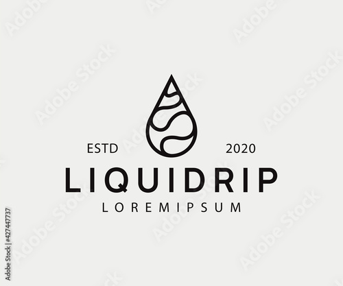 Water Droplet Logo Design Template. Water Abstract Icon Line Art Vector