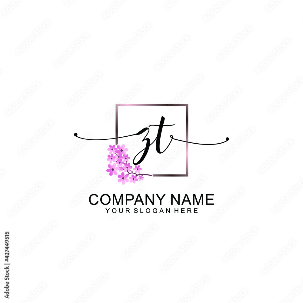 ZT Initials handwritten minimalistic logo template vector ZT Initials handwritten minimalistic logo template vector