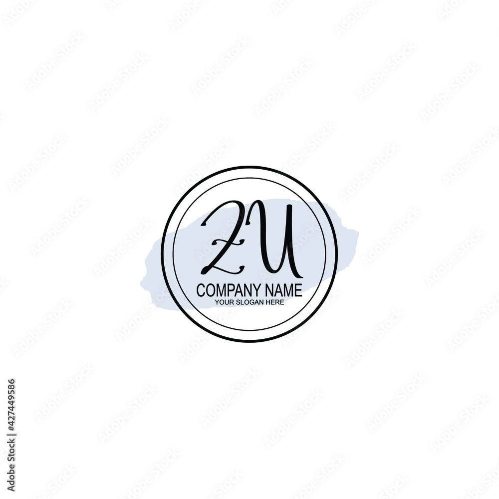 ZU Initials handwritten minimalistic logo template vector