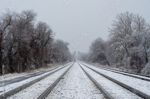 Train Disappearing Down the Railroad Tracks