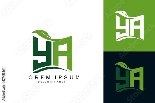 YA monogram leaf logo. natural organic premium vector design template