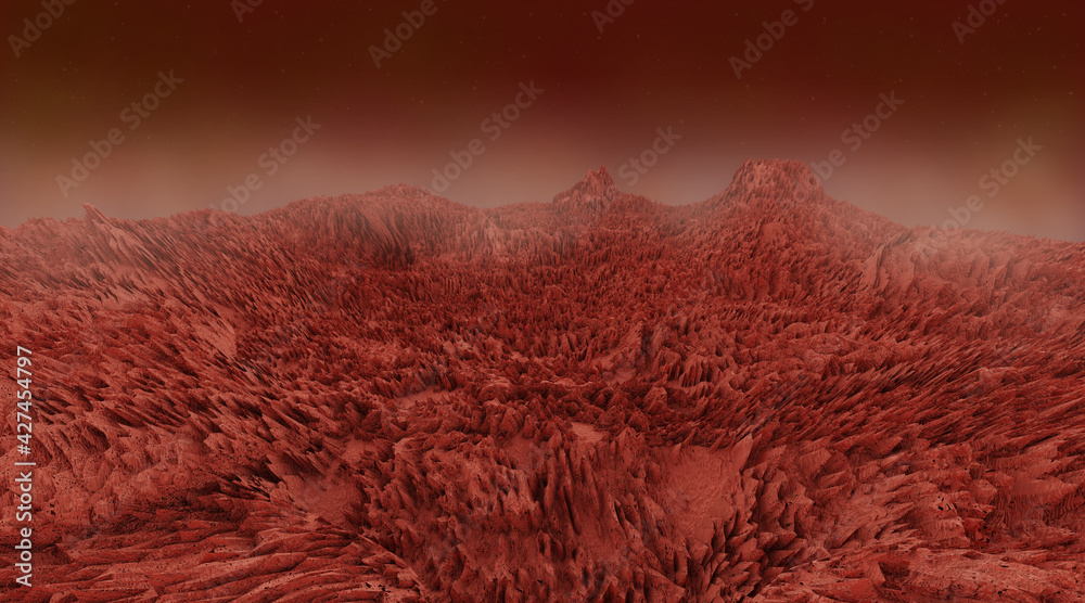 Fototapeta premium Mars landscape, science fiction illustration
