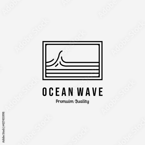 Emblem of Ocean Wave Logo Vector, Illustration Design of Minimalist Water Concept
