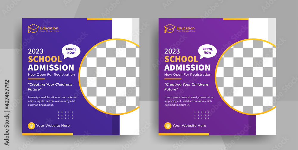 school university and college education social media post flyer and web banner template, back to school promotion cover layout