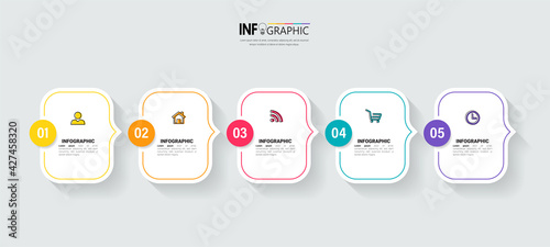 Infographics design template, Business concept with 5 steps.	
