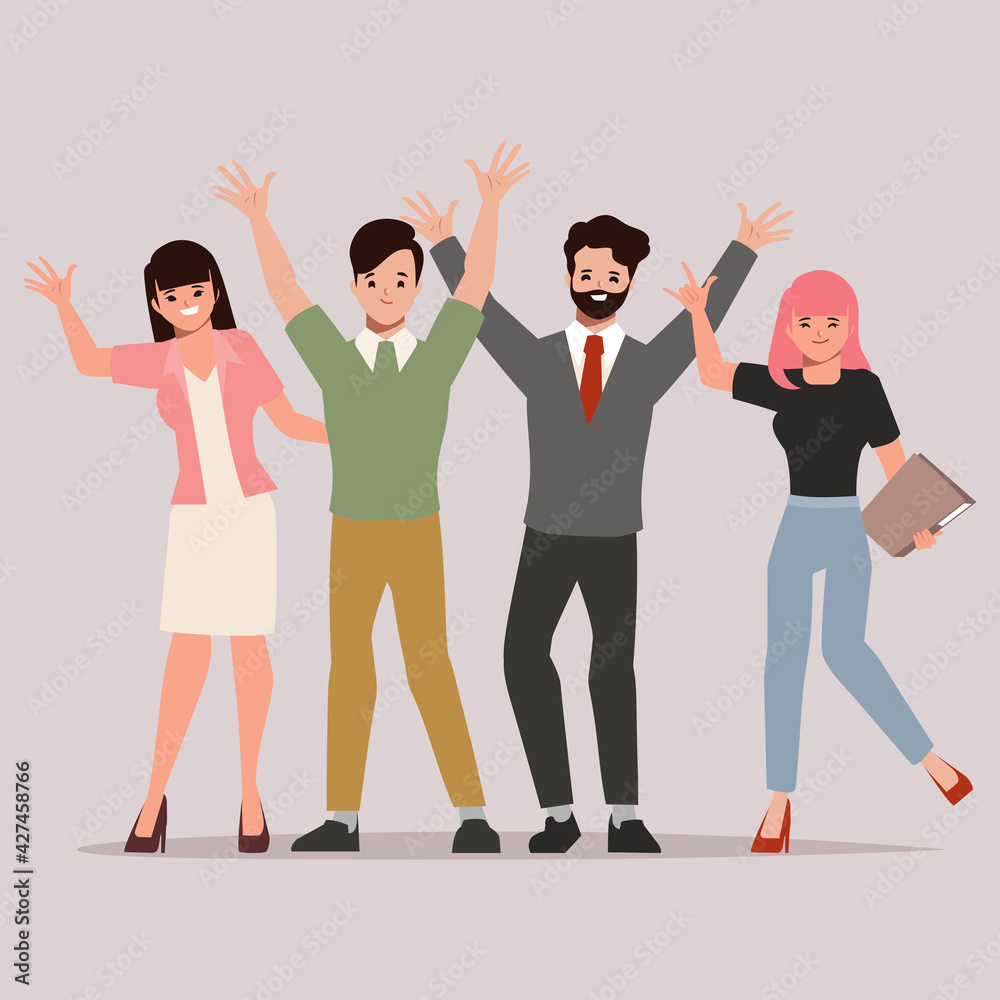 Fototapeta premium Business teamwork flat character. Animation cartoon vector.