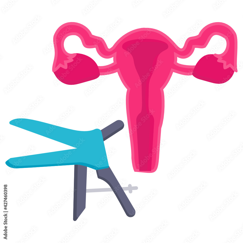 Speculum and Vagina Concept, Vaginoscope Vector color Icon Design, In