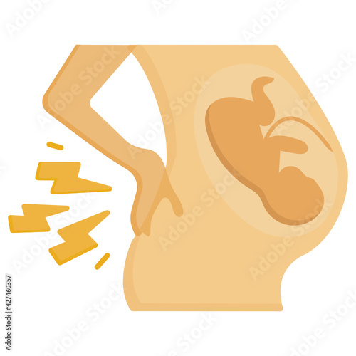 Backache Concept, back pain during pregnancy Vector color Icon Design, In Vitro Fertilization Symbol on White Background, Pregnancy and obstetrician Sign, test tube baby procedure stock illustration