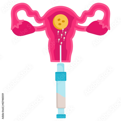 Artificial insemination Vector Icon Design, In Vitro Fertilization Symbol on White Background, Pregnancy and obstetrician Sign, Embryo Transfer Concept, test tube baby procedure stock illustration