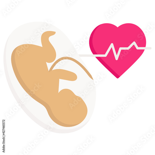 Fetal heartbeat Concept, Ultra Sound Vector Icon Design, In Vitro Fertilization Symbol on White Background, Pregnancy and obstetrician Sign, test tube baby procedure stock illustration