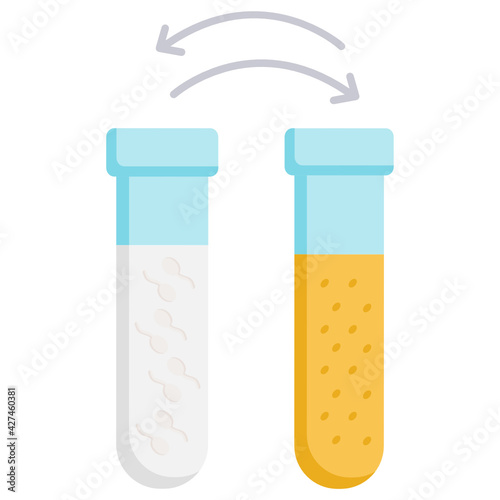 Sperm and Eggs in Different Tubes Concept, IVF Vector color Icon Design, In Vitro Fertilization Symbol on White Background, Pregnancy and obstetrician Sign, test tube baby procedure stock illustration