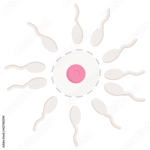Sperm meets egg Concept, Artificial insemination Vector color Icon Design, In Vitro Fertilization Symbol on White Background, Pregnancy and obstetrician Sign, test tube baby procedure stock illustrat