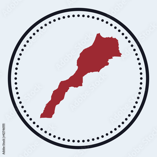 Morocco round stamp. Round logo with country map and title. Stylish minimal Morocco badge with map. Vector illustration.