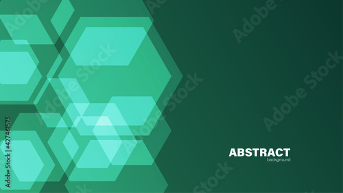 Abstract green fluid shape modern background and hexagon with copy space, vector.