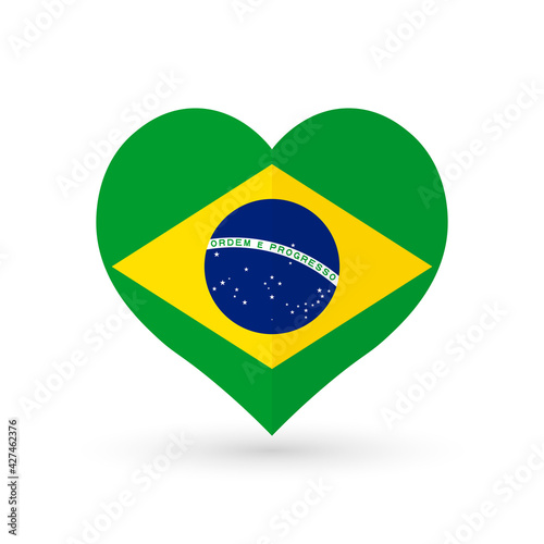 Heart symbol, flag of Brazil, vector illustration