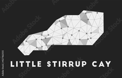 Little Stirrup Cay - communication network map of island. Little Stirrup Cay trendy geometric design on dark background. Technology, internet, network, telecommunication concept. Vector illustration.