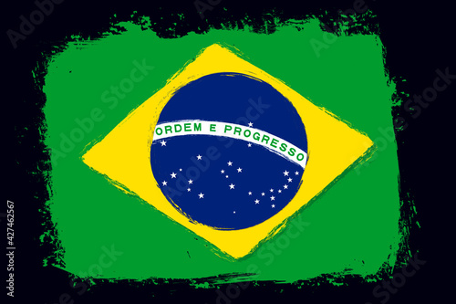 Flag of Brazil, banner with grunge brush