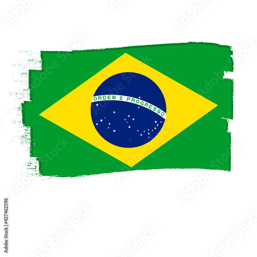 Flag of Brazil, banner with grunge brush