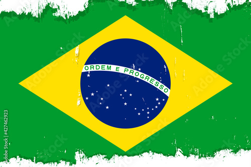 Flag of Brazil, banner with grunge brush