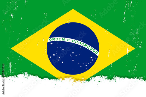Flag of Brazil, banner with grunge brush