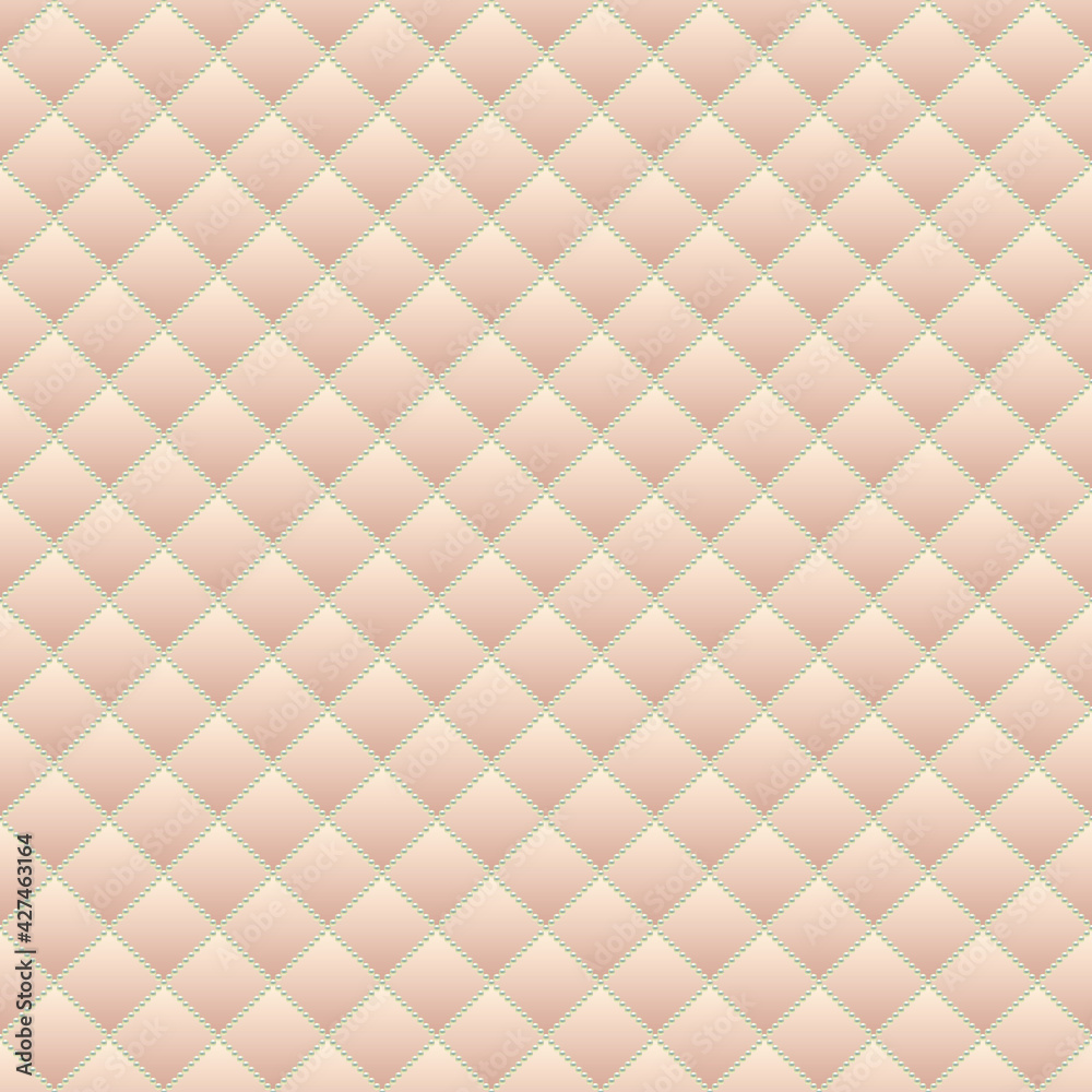 Fototapeta premium Pink luxury background with small pearls and rhombuses. Seamless vector illustration. 