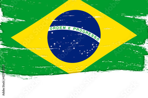Flag of Brazil, banner with grunge brush
