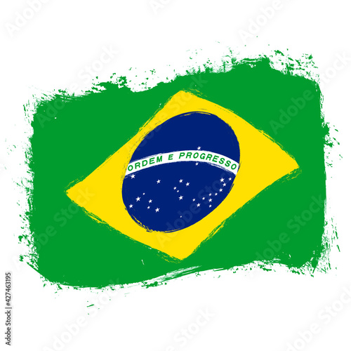 Flag of Brazil, banner with grunge brush