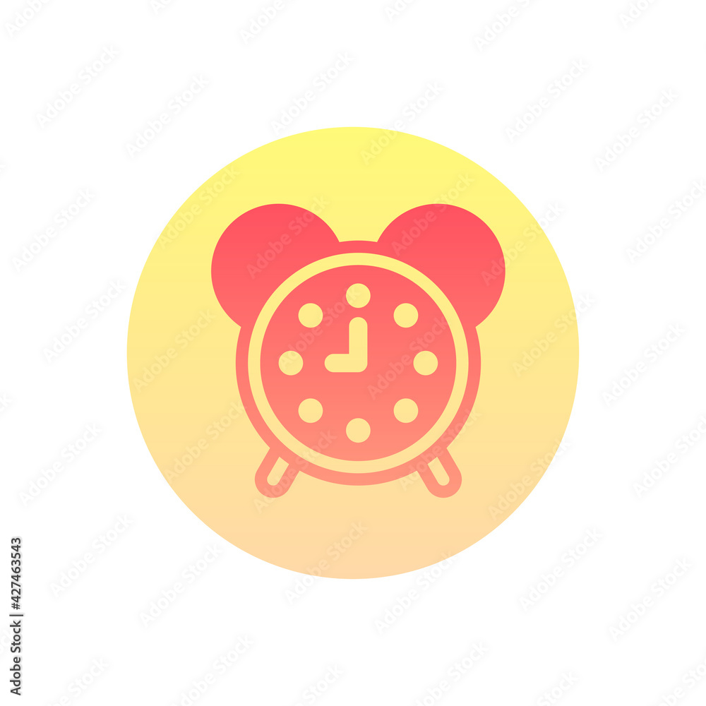 Fototapeta premium Alarm Clock Vector Gradient Round Icon. Hotel and Services Symbol EPS 10 