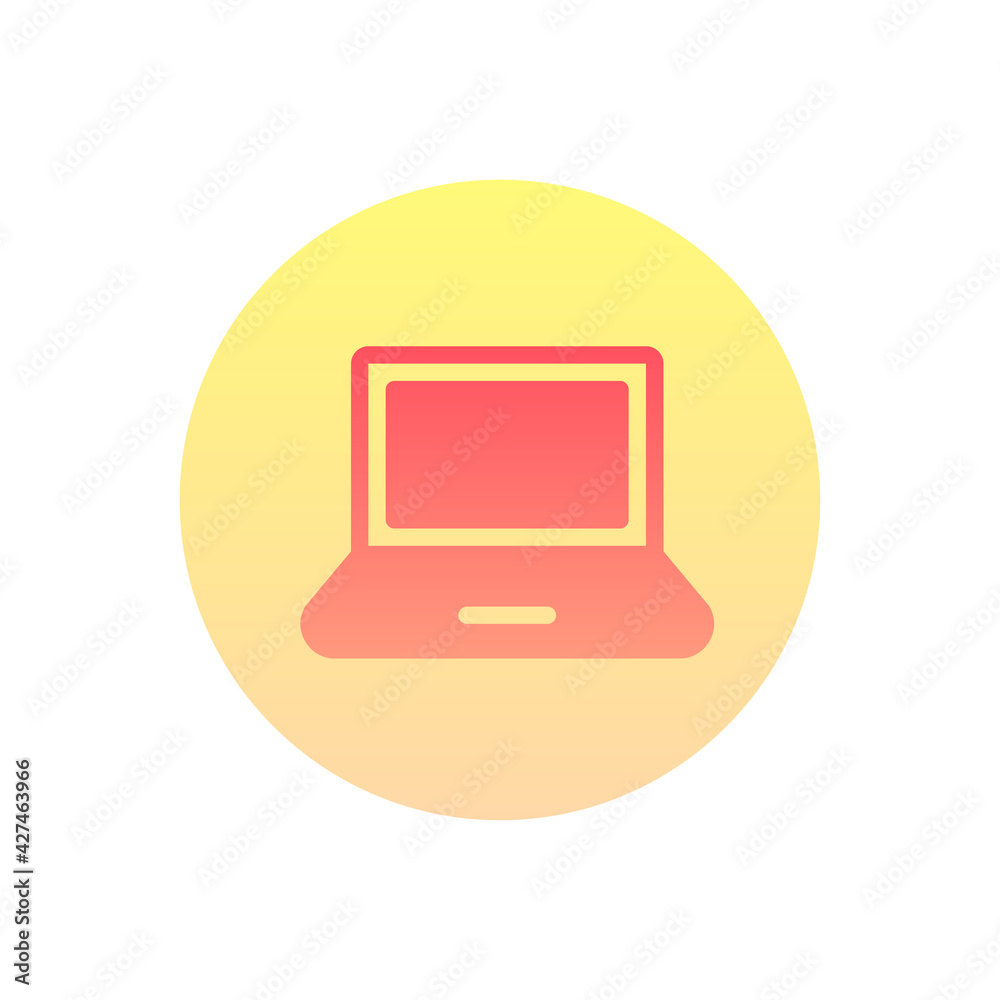 Laptop Vector Gradient Round Icon. Hotel and Services Symbol EPS 10 