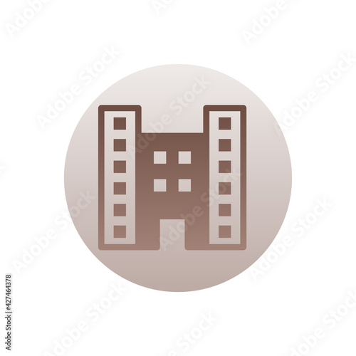 Luxury Hotel Vector Gradient Round Icon. Hotel and Services Symbol EPS 10 